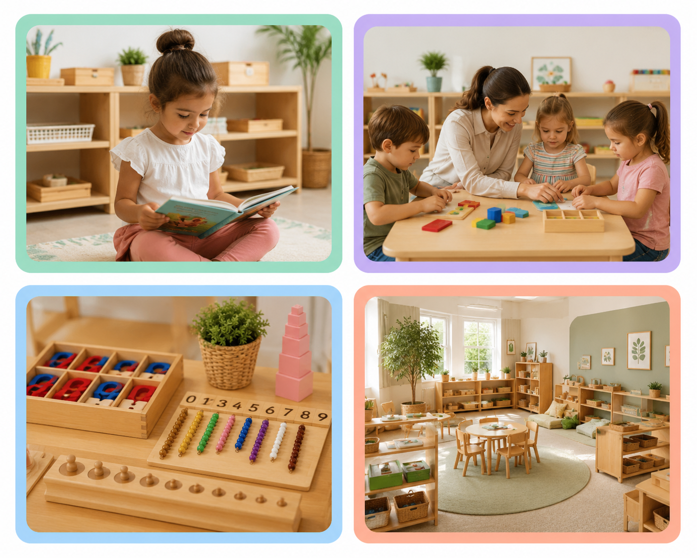 Children learning in a Montessori classroom